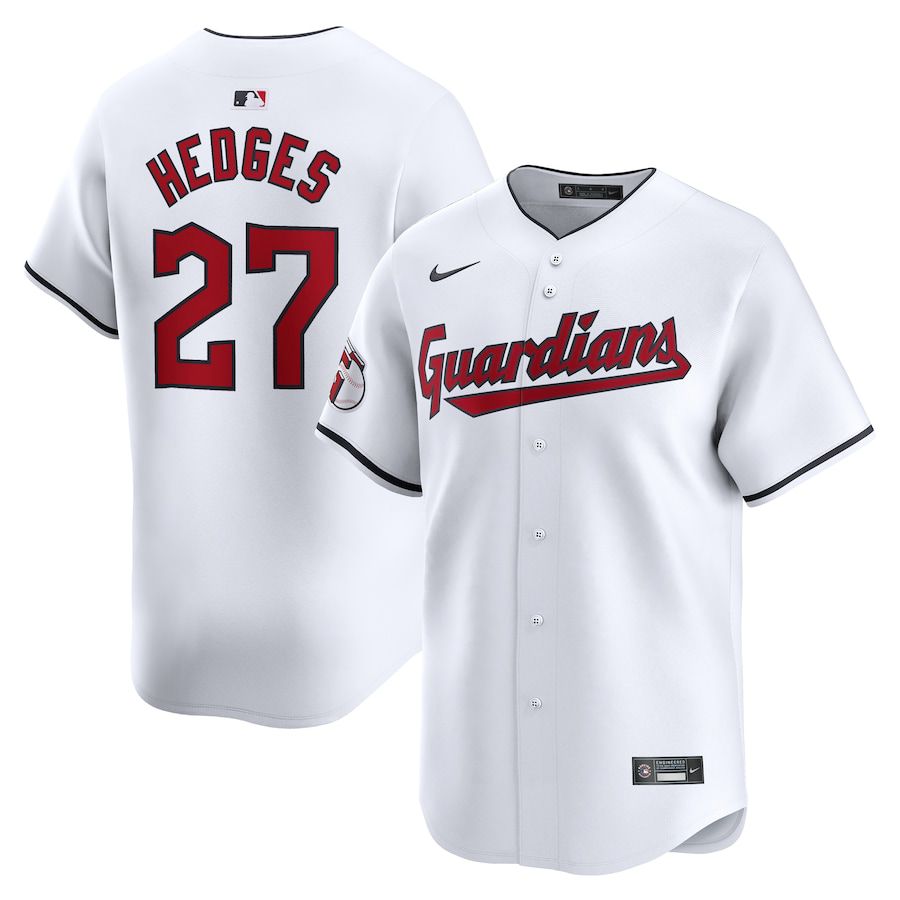 Men Cleveland Guardians #27 Austin Hedges Nike White Home Limited Player MLB Jersey
